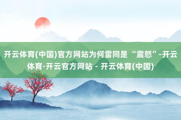 开云体育(中国)官方网站为何雷同是 “震怒”-开云体育·开云官方网站 - 开云体育(中国)